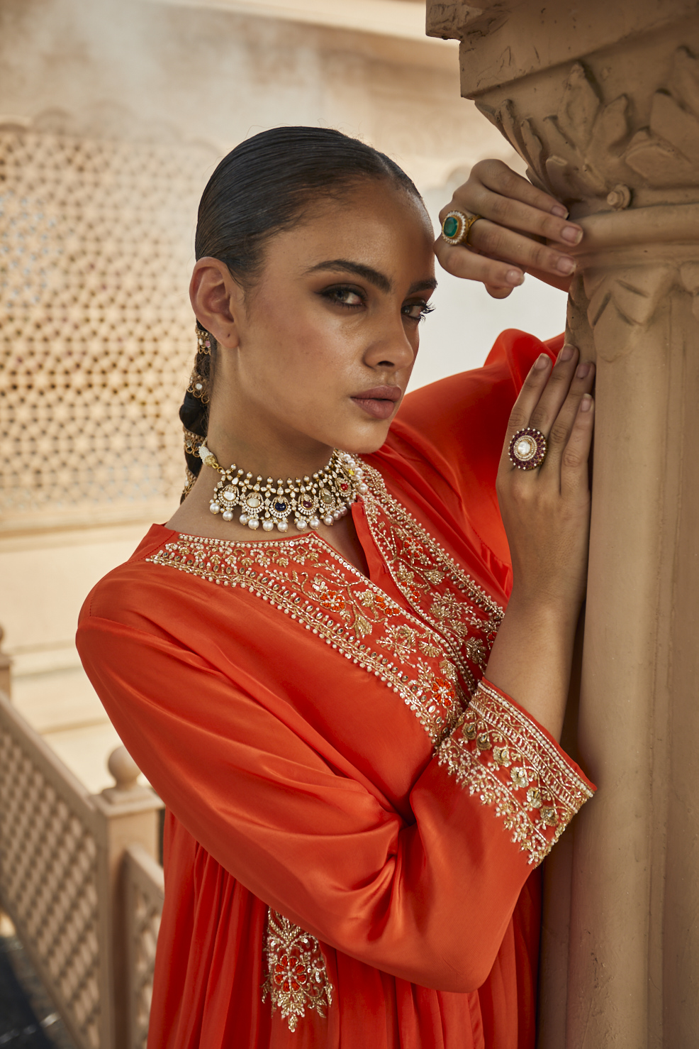 Alternate view of RED EMBROIDERED KAFTAN