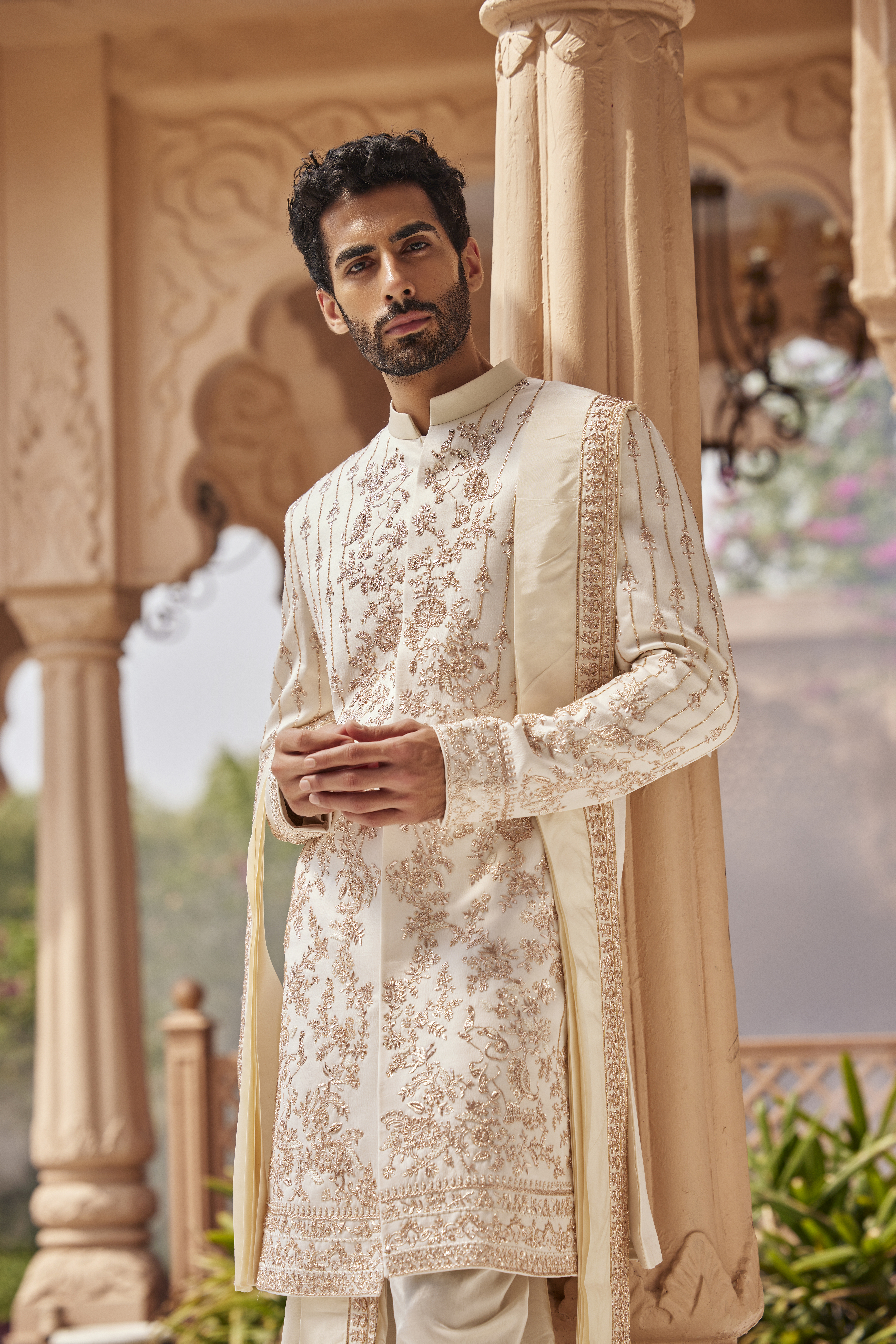 IVORY-GOLD SHERWANI SET