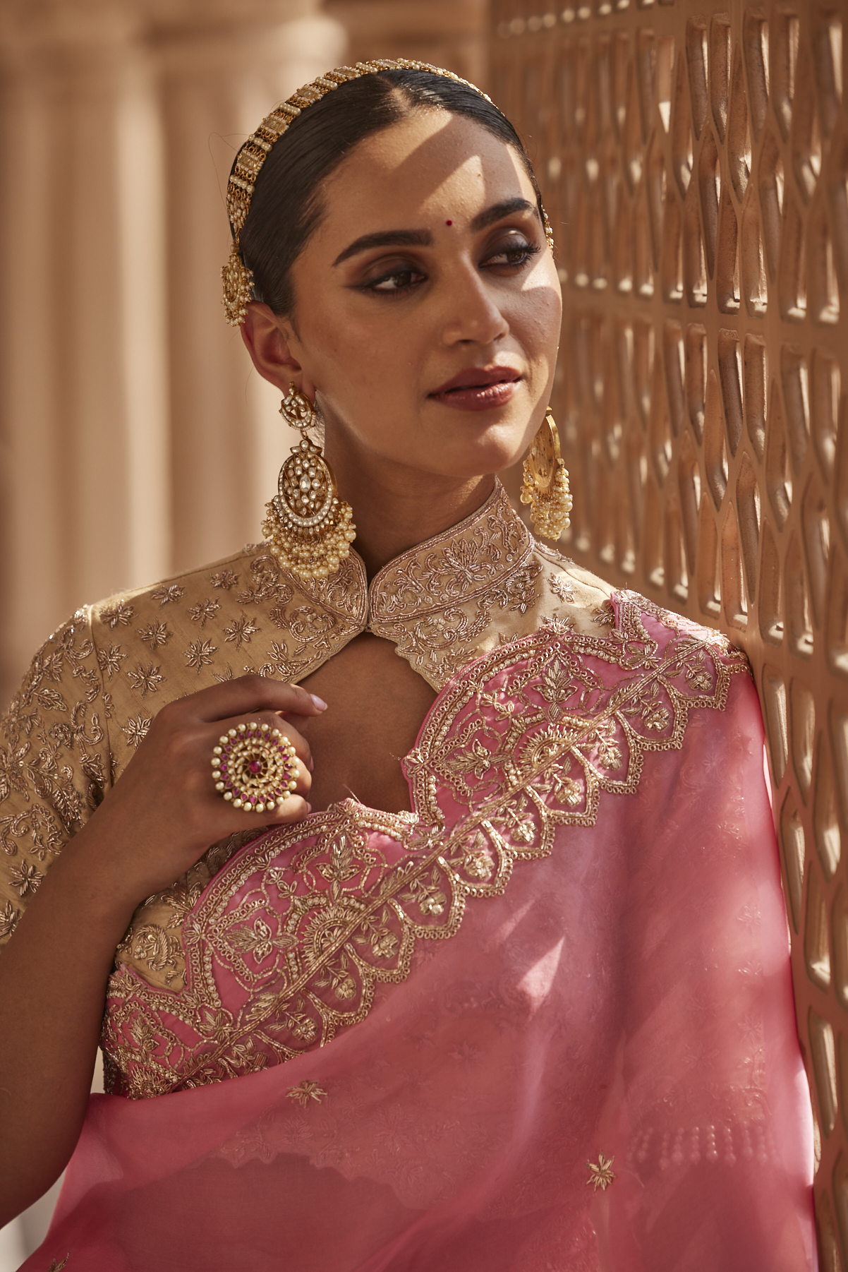 PINK EMBROIDERED SAREE