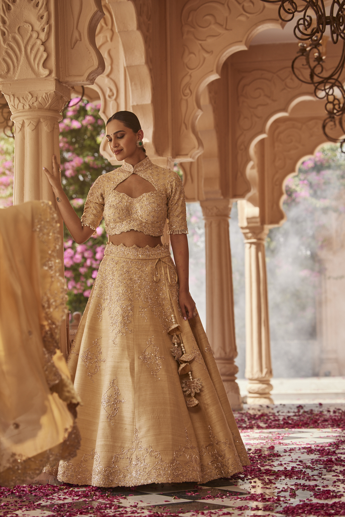 CHAMPAGNE GOLD PEPLUM LEHENGA
